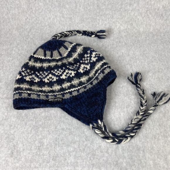 Everest Designs Blue Earflap Hat Wool Sherpa Beanie - Picture 3 of 8